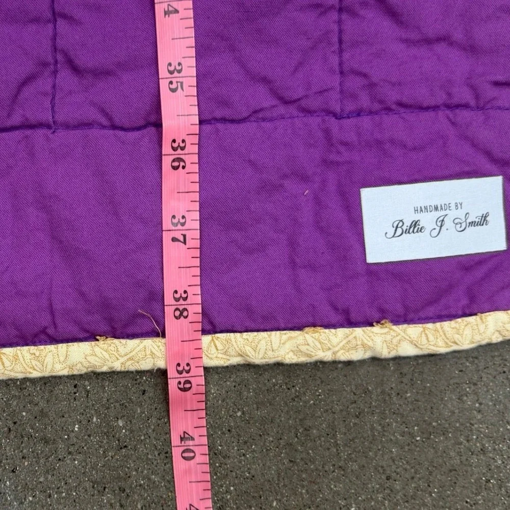 Handmade Patchwork Quilt Purple Green Floral Lap Throw 39x39